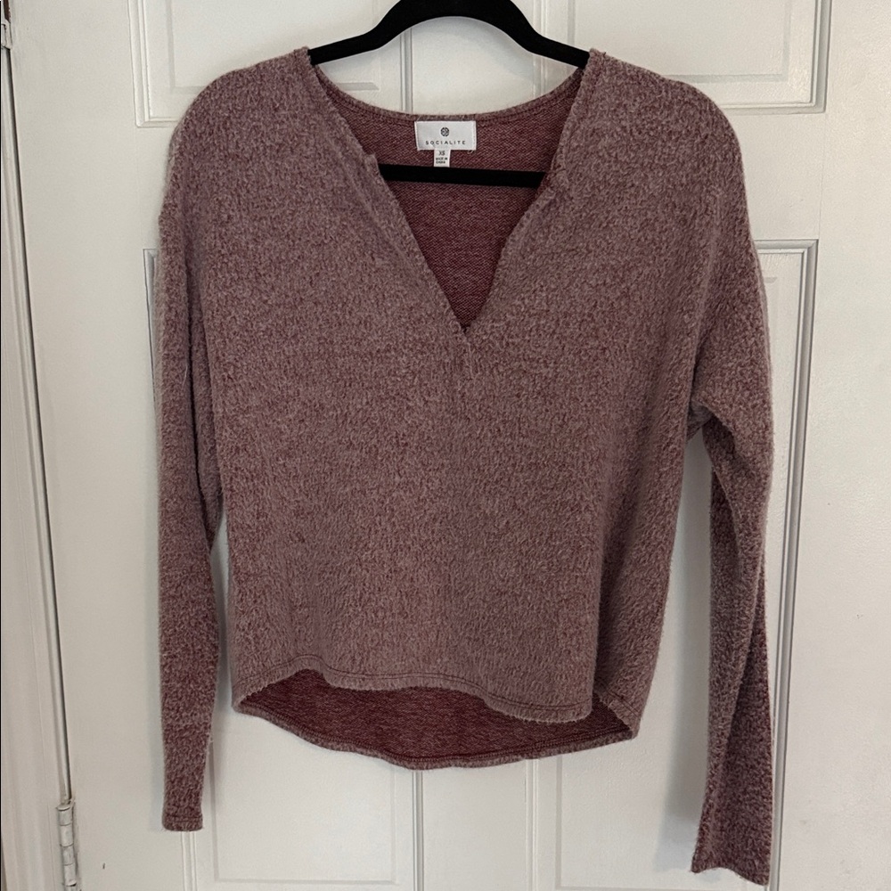 Cozy Mauve V-Neck Sweater